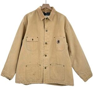 Vintage 90s Carhartt Blanket Lined Chore Coat Work Jacket Made in USA | Size XL